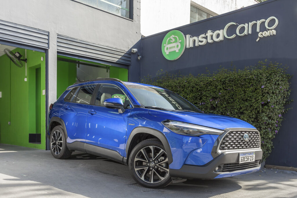 toyota corolla cross hibrido versao xrx azul netuno