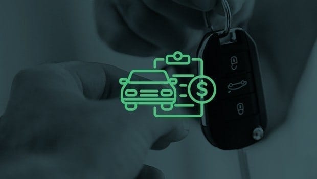 Ícone de pasta e veículo, simbolizando a análise do valor de revenda de um carro na definição do preço de carro usado na revenda